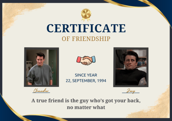 Certificate Of Friendship