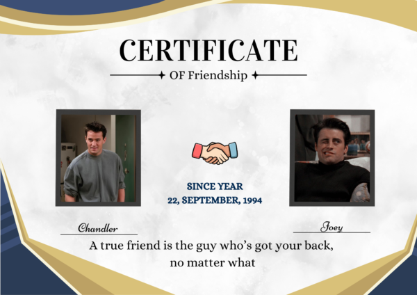 Certificate Of Friendship