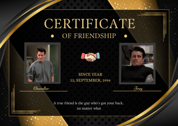 Certificate Of Friendship